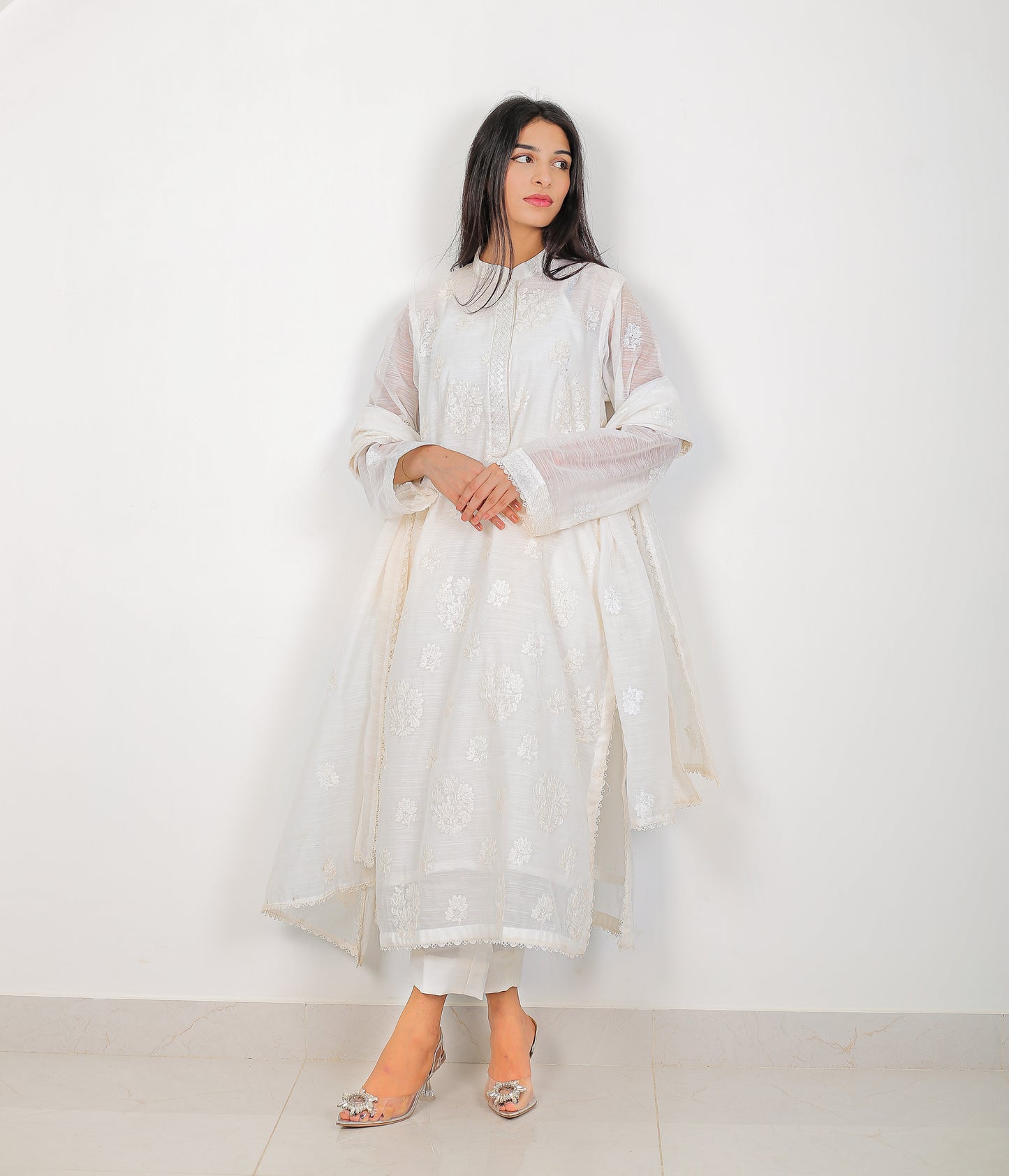 Moonlit Elegance – Embroidered Voile 3 Piece Set