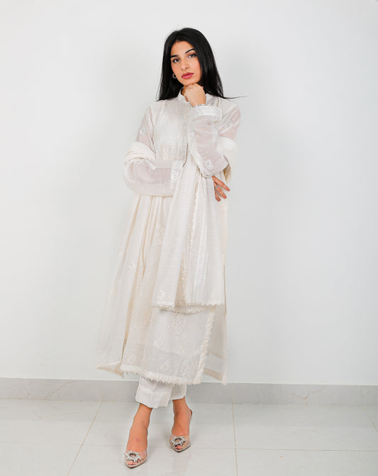 Moonlit Elegance – Embroidered Voile 3 Piece Set
