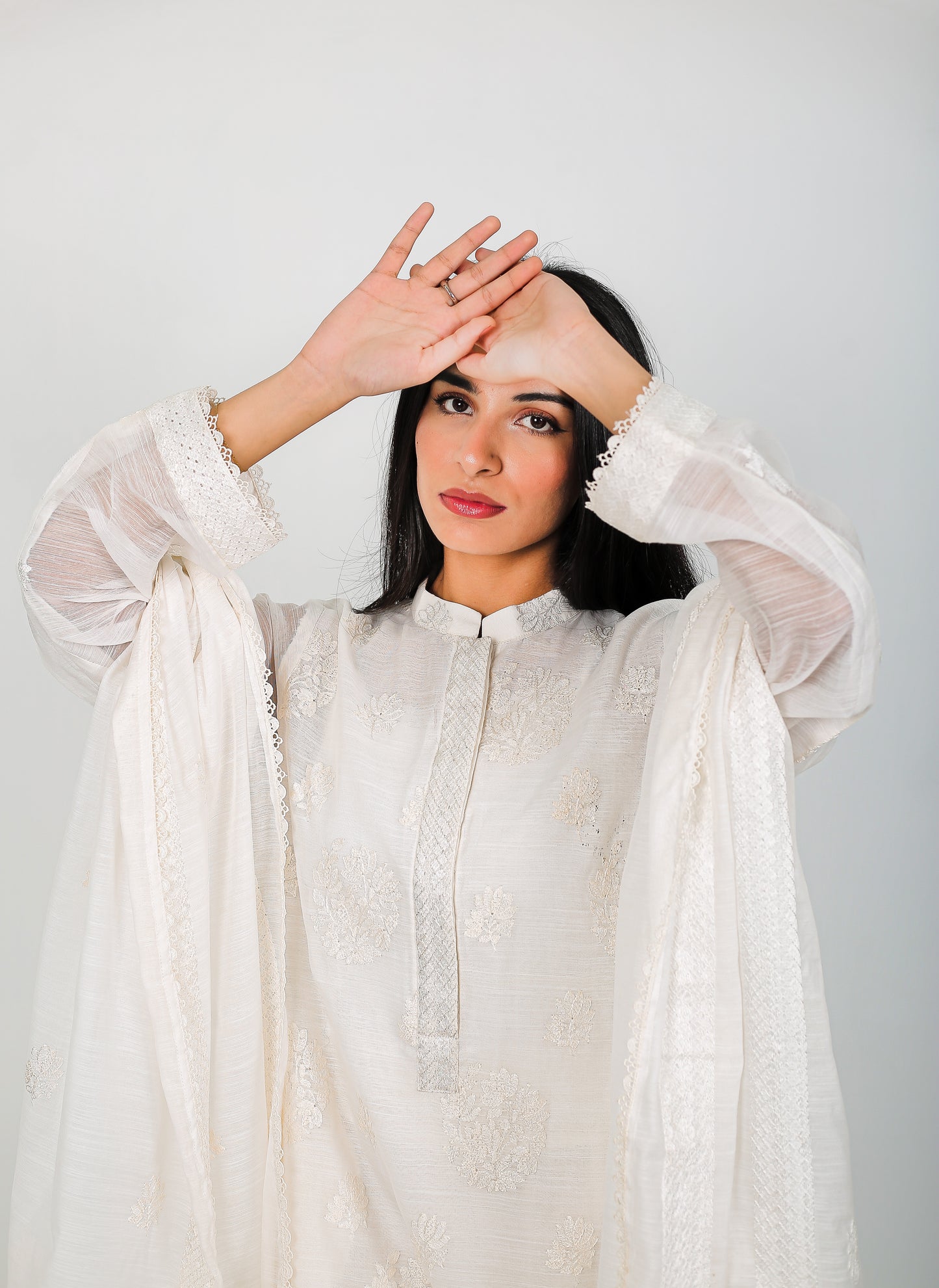 Moonlit Elegance – Embroidered Voile 3 Piece Set