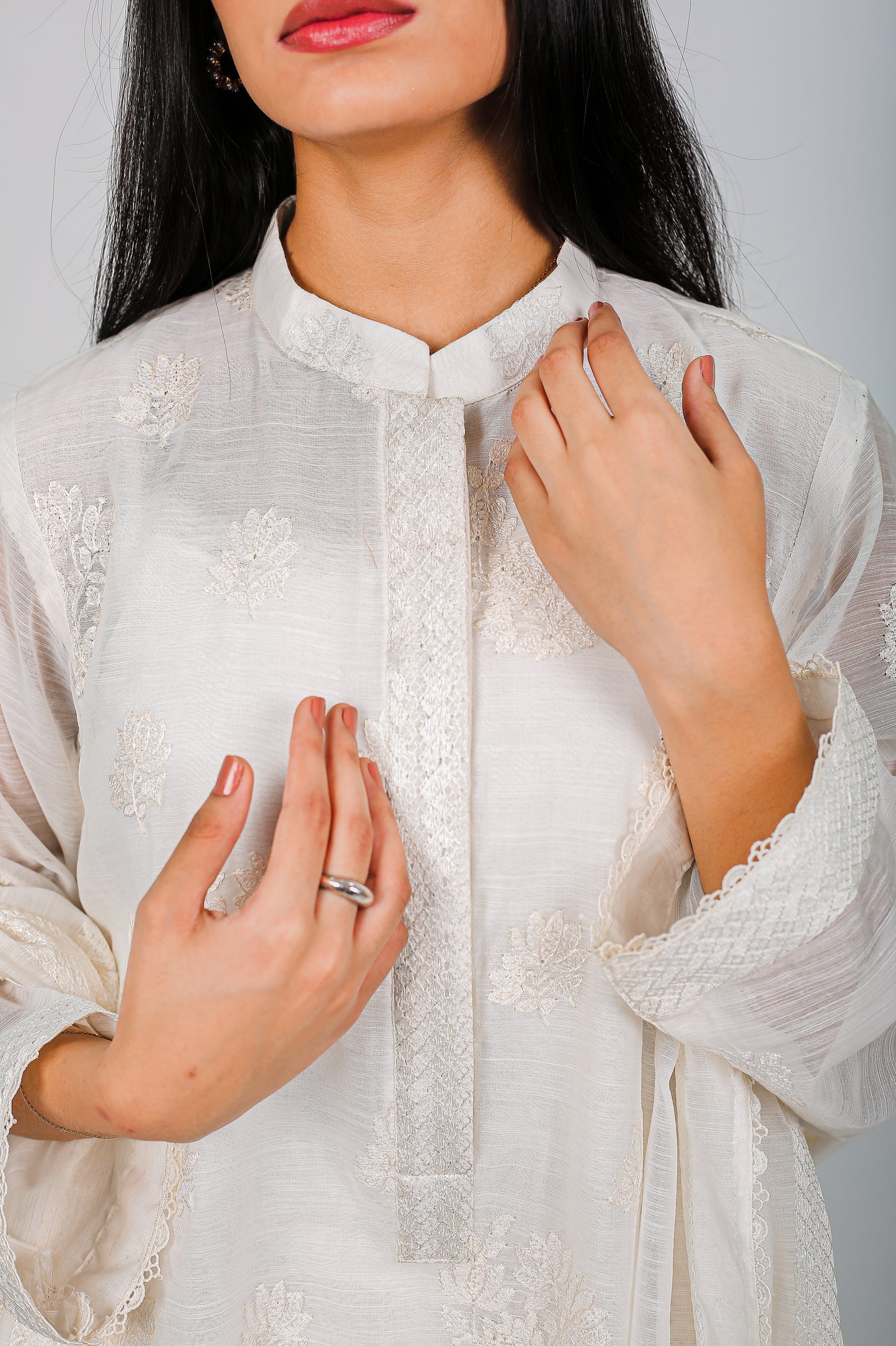 Moonlit Elegance – Embroidered Voile 3 Piece Set