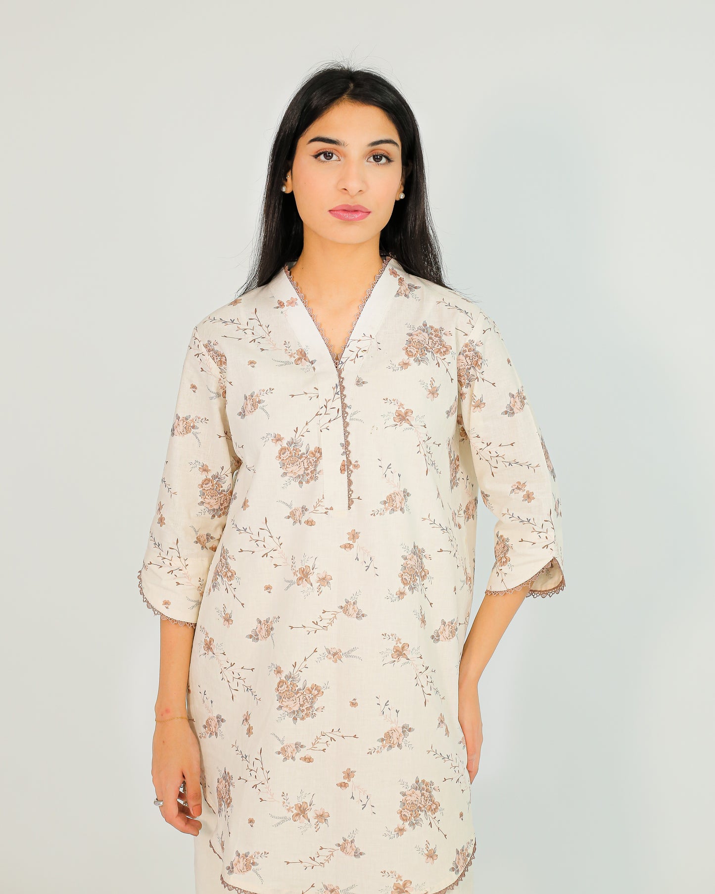 Ivory Whispers – Printed Cotton 2 Piece Set