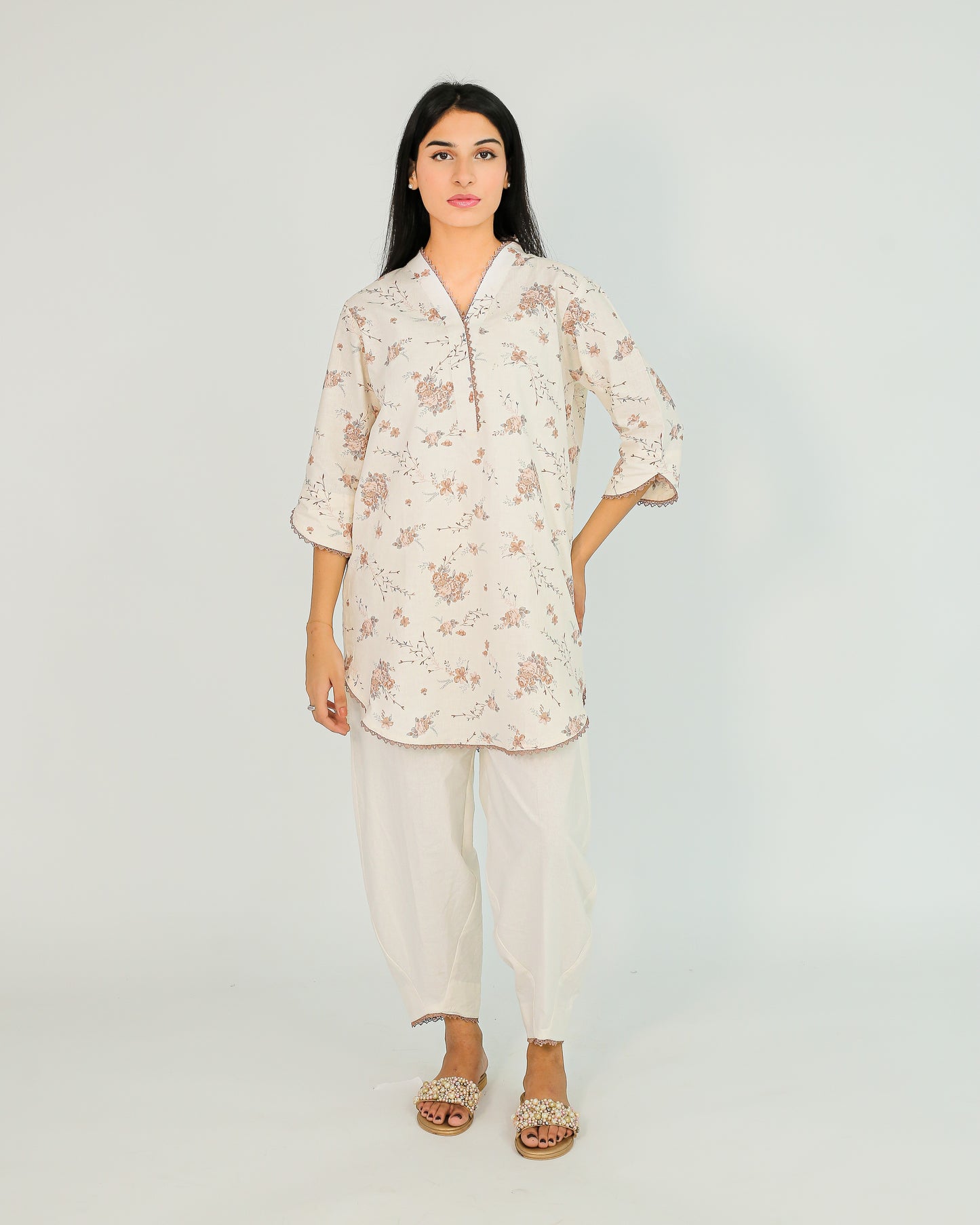 Ivory Whispers – Printed Cotton 2 Piece Set