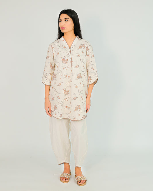 Ivory Whispers – Printed Cotton 2 Piece Set