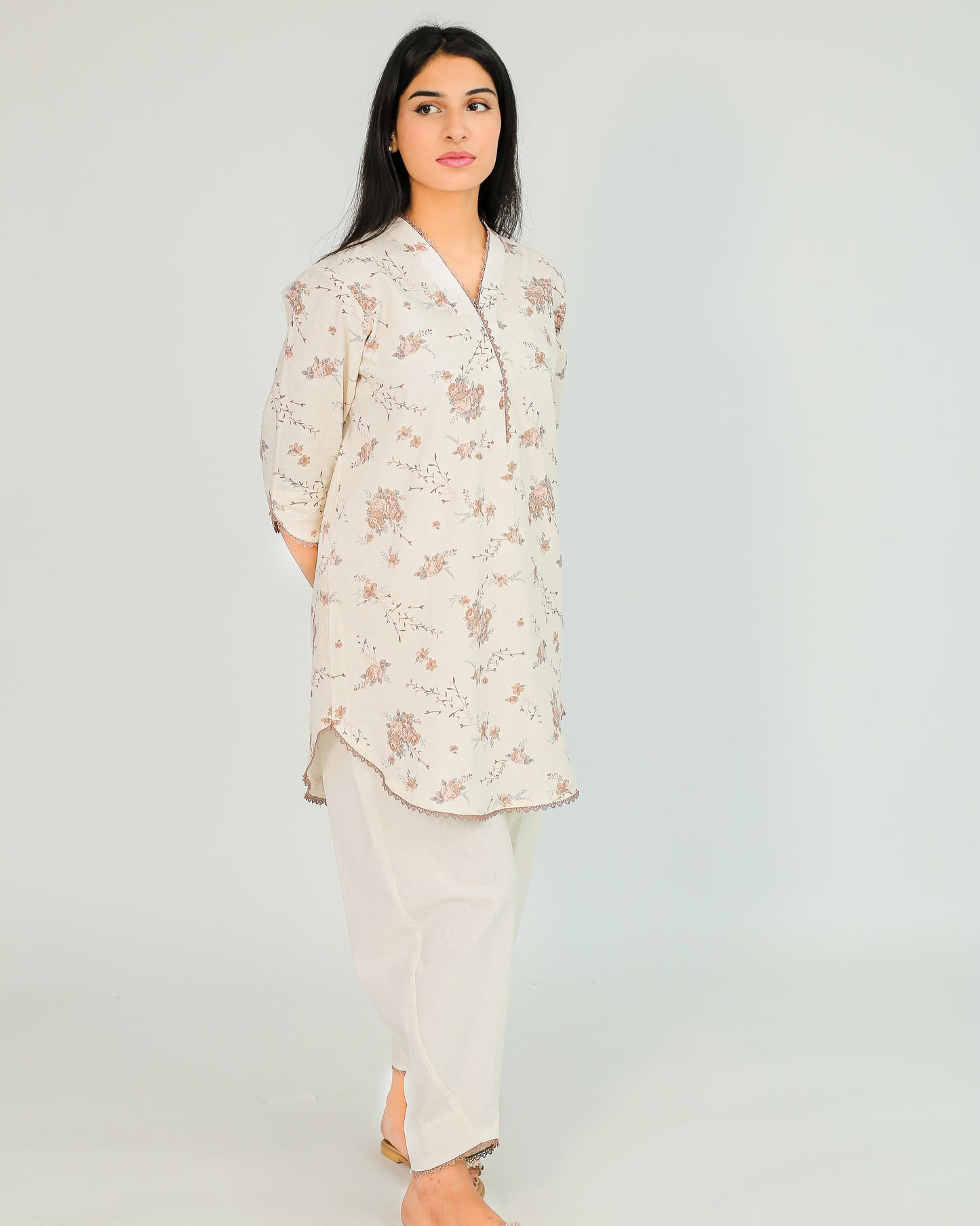 Ivory Whispers – Printed Cotton 2 Piece Set