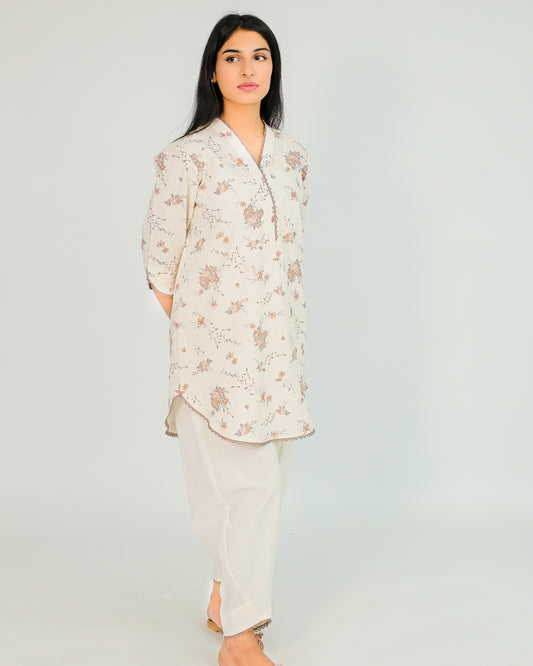 Ivory Whispers – Printed Cotton 2 Piece Set