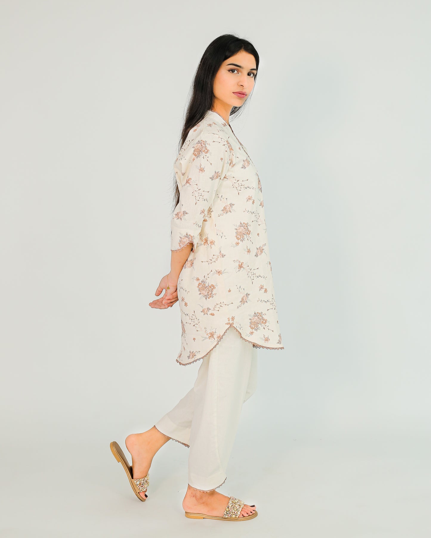 Ivory Whispers – Printed Cotton 2 Piece Set