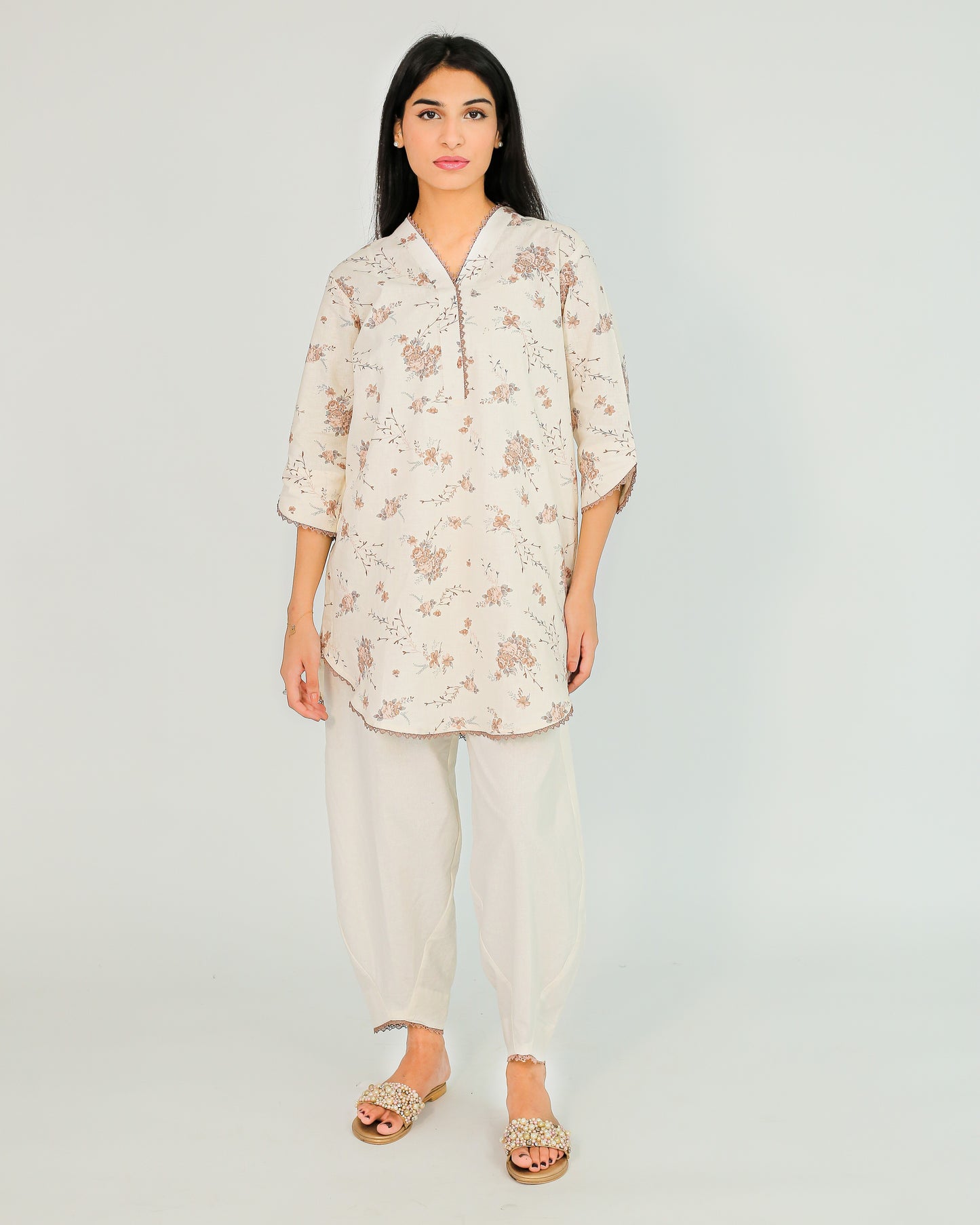 Ivory Whispers – Printed Cotton 2 Piece Set