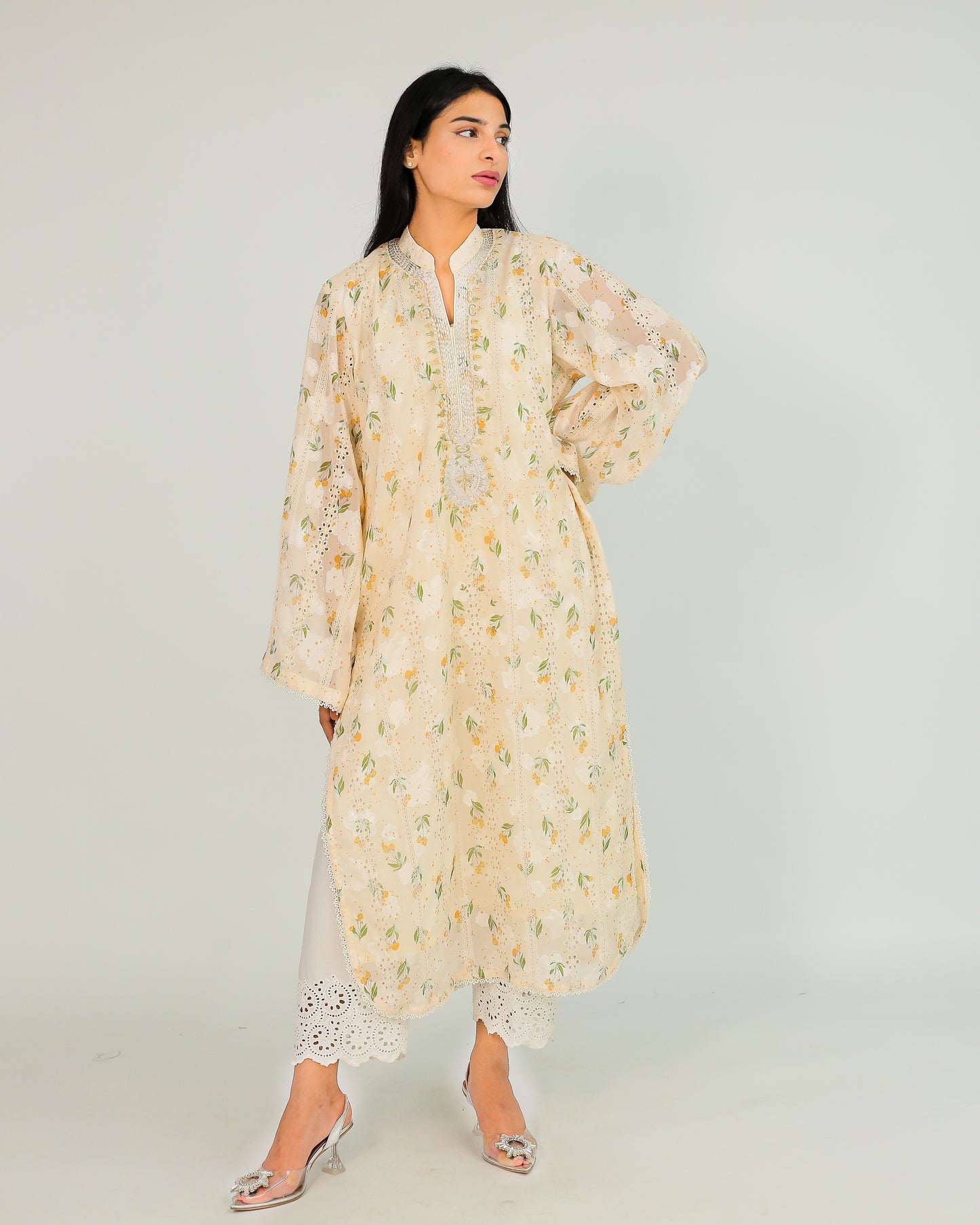Butter Glow – Voile Embroidered Kurta
