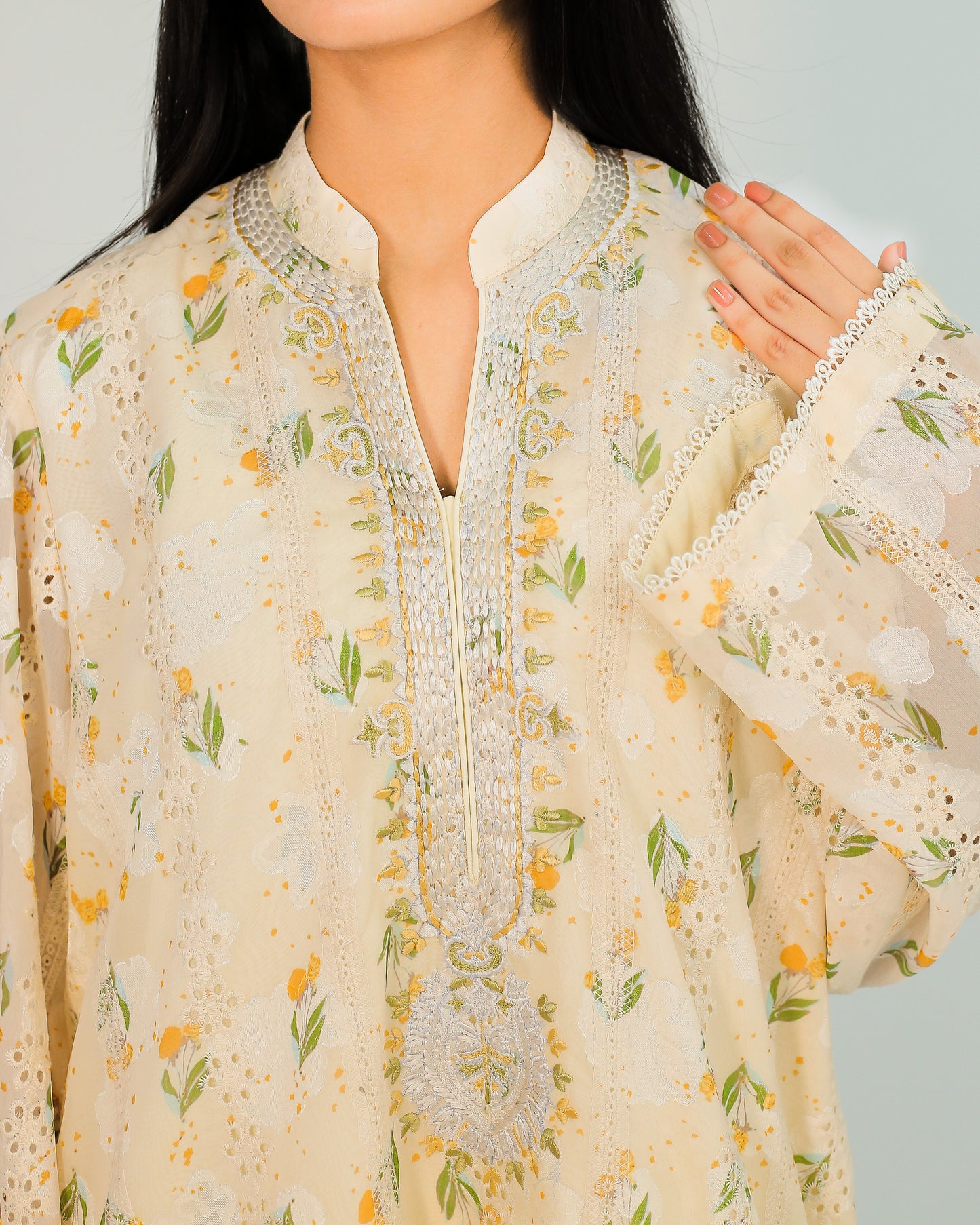 Butter Glow – Voile Embroidered Kurta