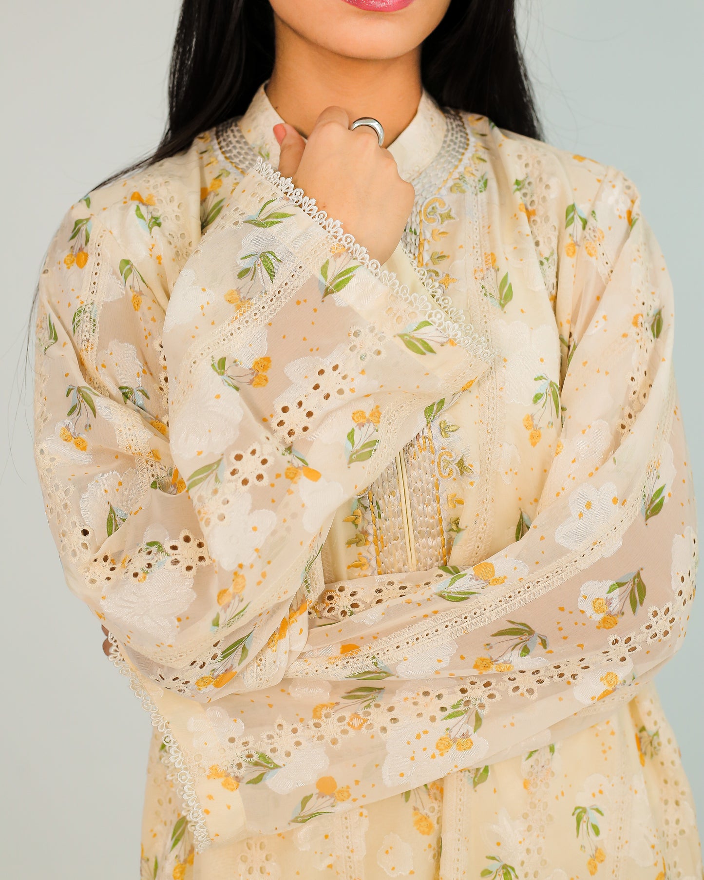 Butter Glow – Voile Embroidered Kurta