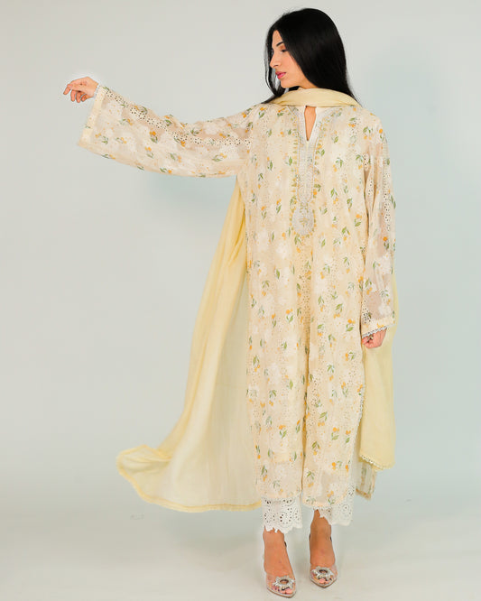Butter Glow – Voile Embroidered Kurta